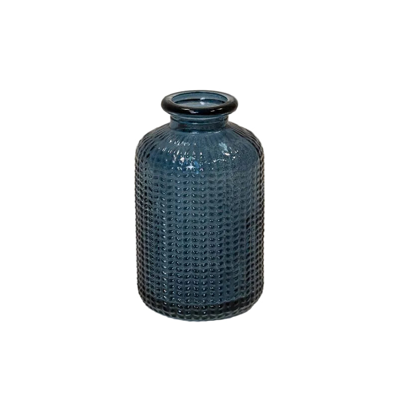 Blue Dimpled Glass Bottle