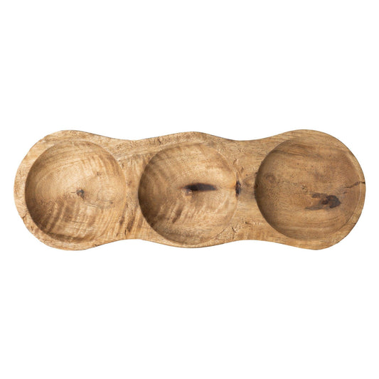 3-Section Dip Dish Mango Wood