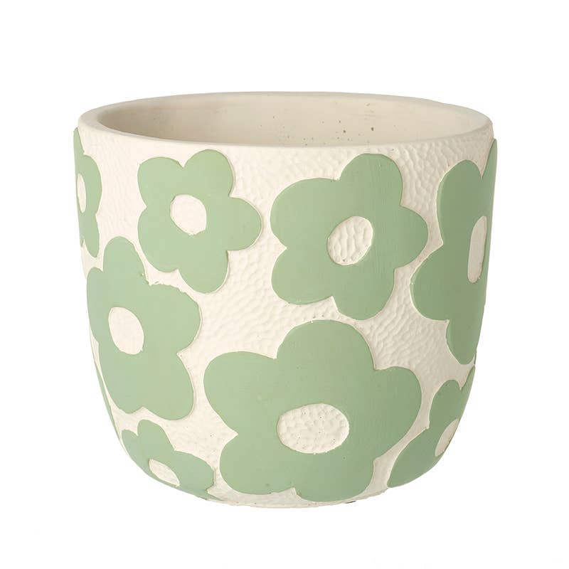 Large Green Flower Pattern Pot
