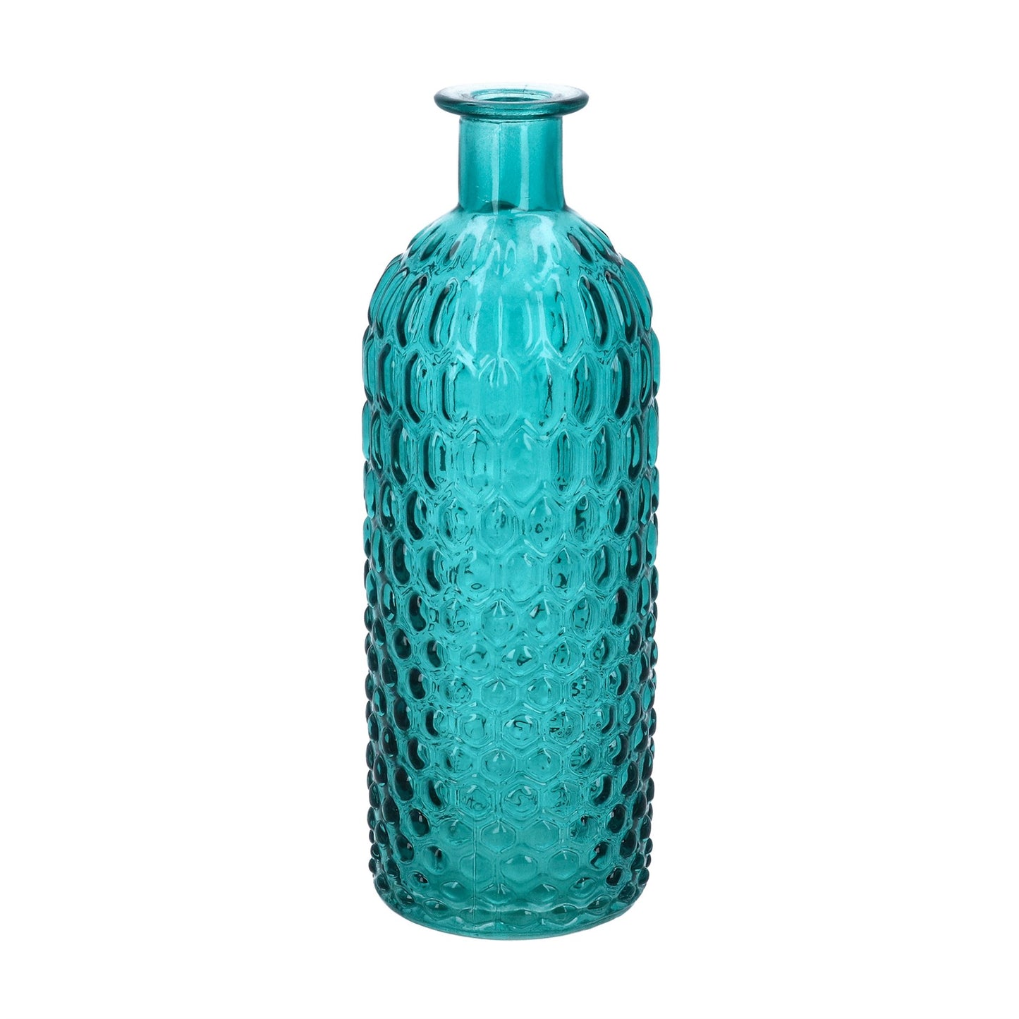 Teal Honeycomb Glass Vase