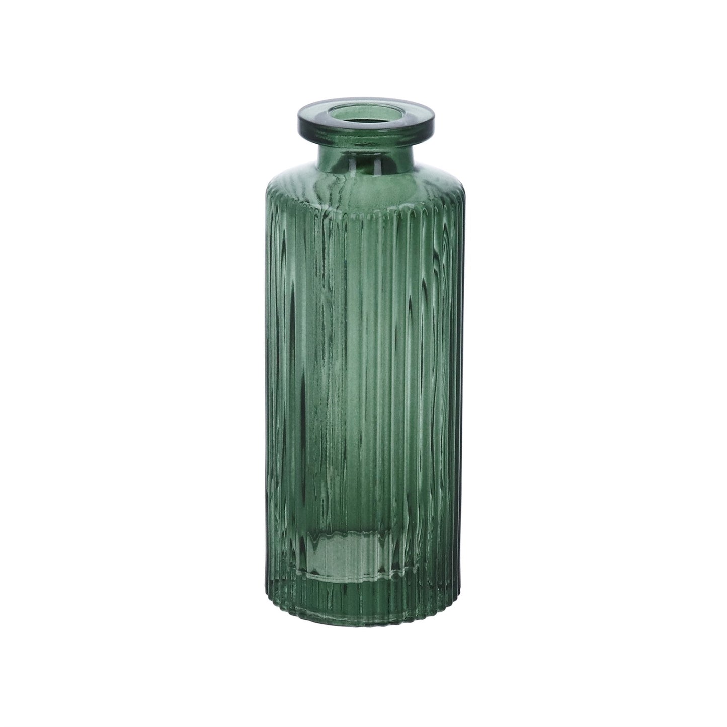 Green Ribbed Glass Vase