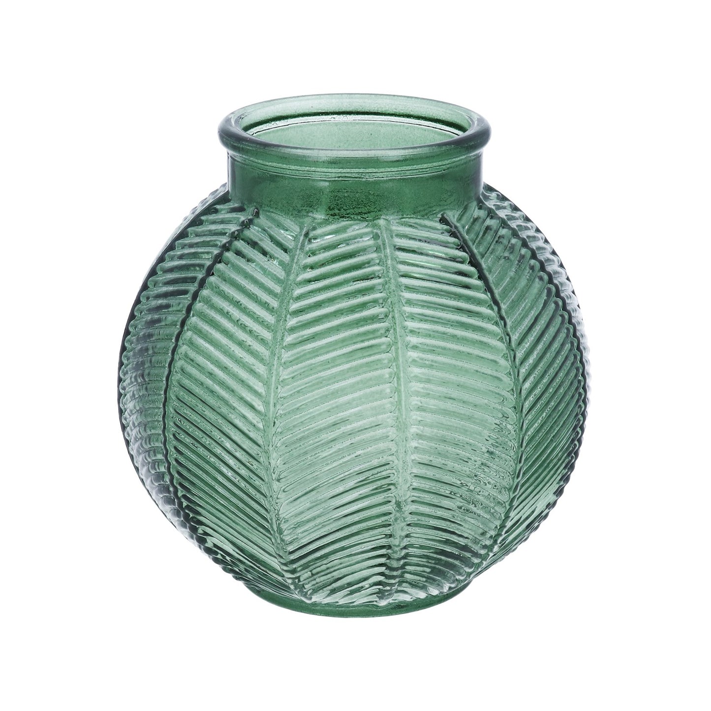Green Leaf Glass Ball Vase.