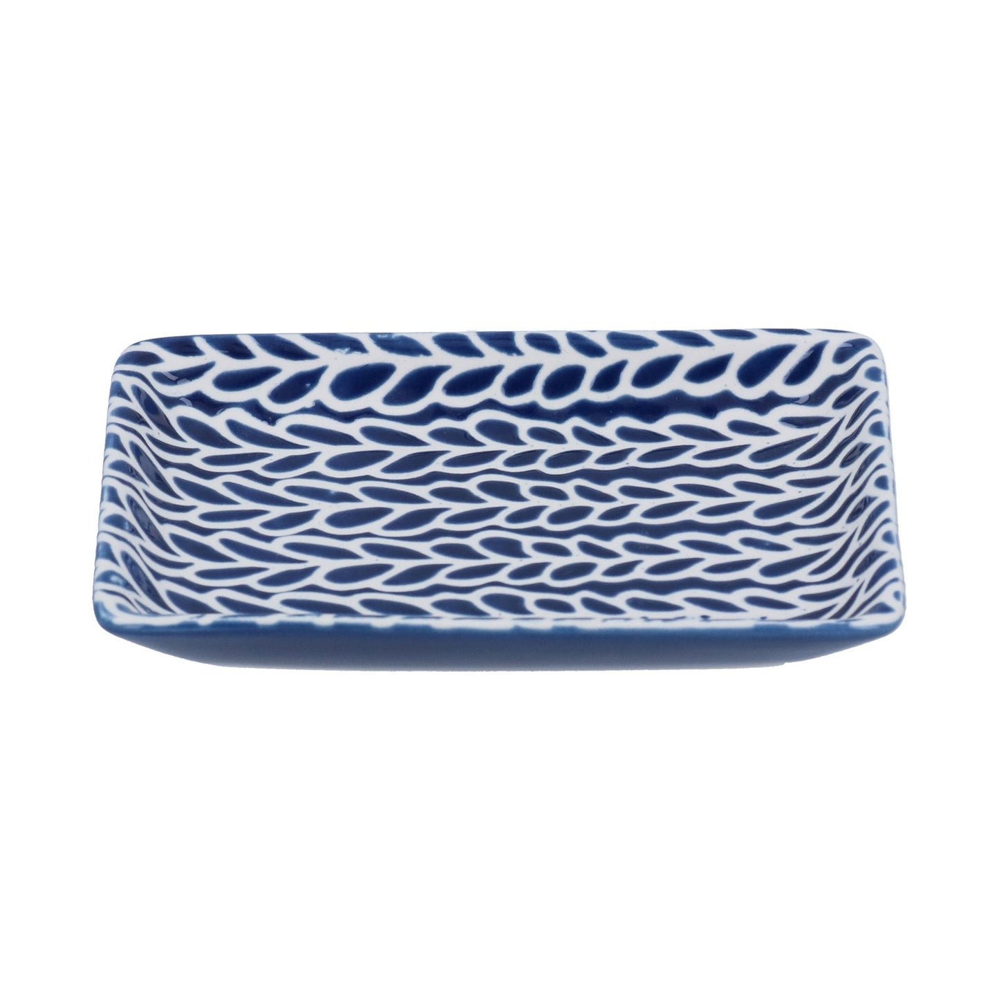 Navy And White Leaves Trinket Dish