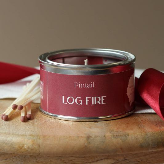 Log Fire Paint Pintail Pot Candle