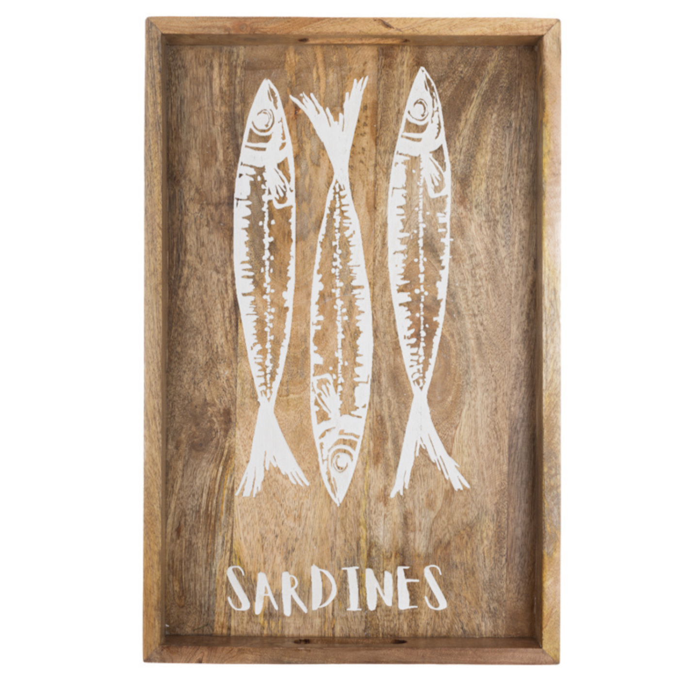 Etched Sardine Mango Wood Large Tray