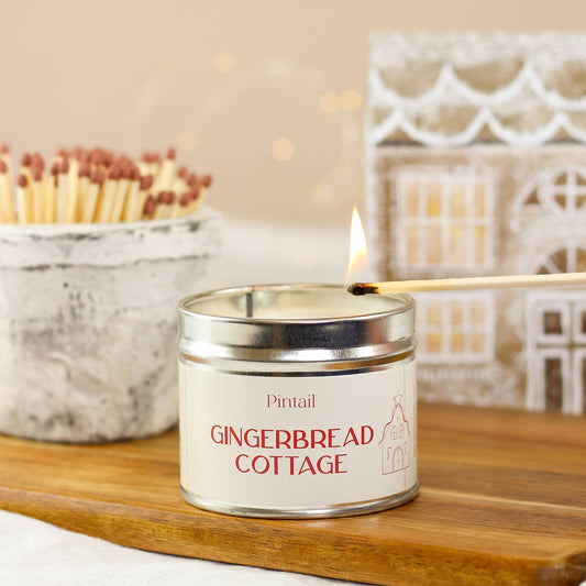 Gingerbread Cottage Medium Tin Candle