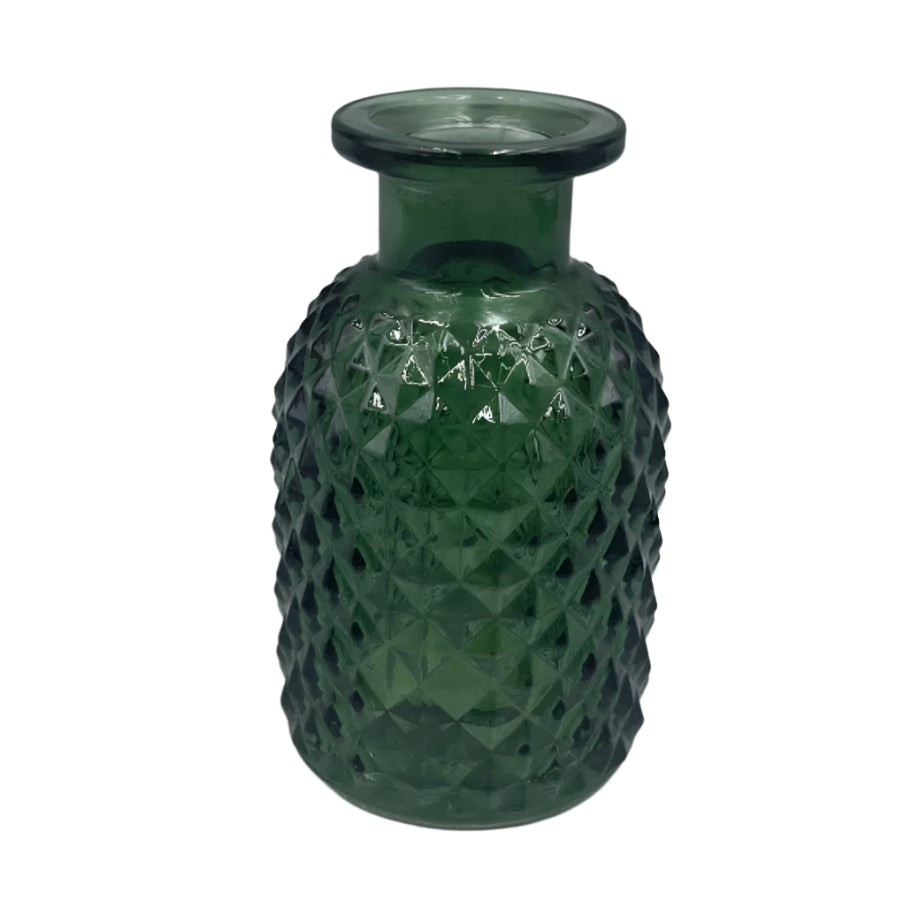 Green Patterned Bottle Small Vase