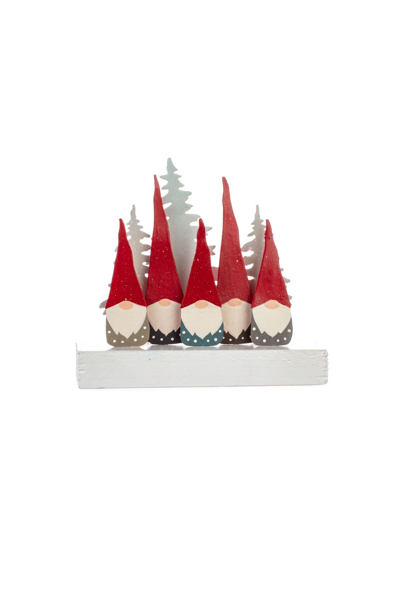 Five Tomte Gnomes On Block