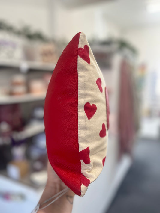 Red Leather Love Cushion.