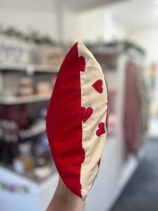 Red Leather Love Cushion.