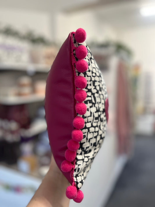Hot Pink Leather Joy Cushion.