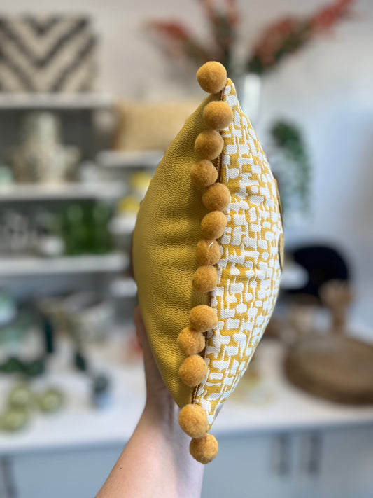 Mustard Leather Snug Cushion.