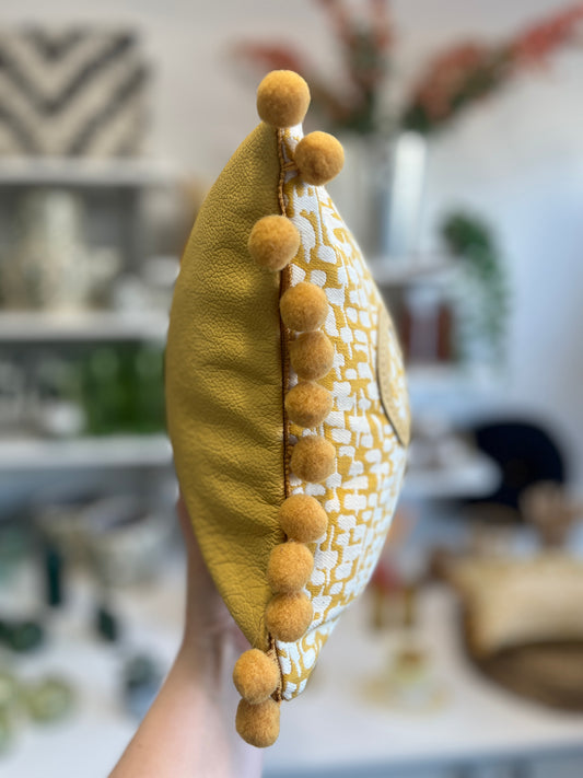 Mustard Leather Cosy Cushion.