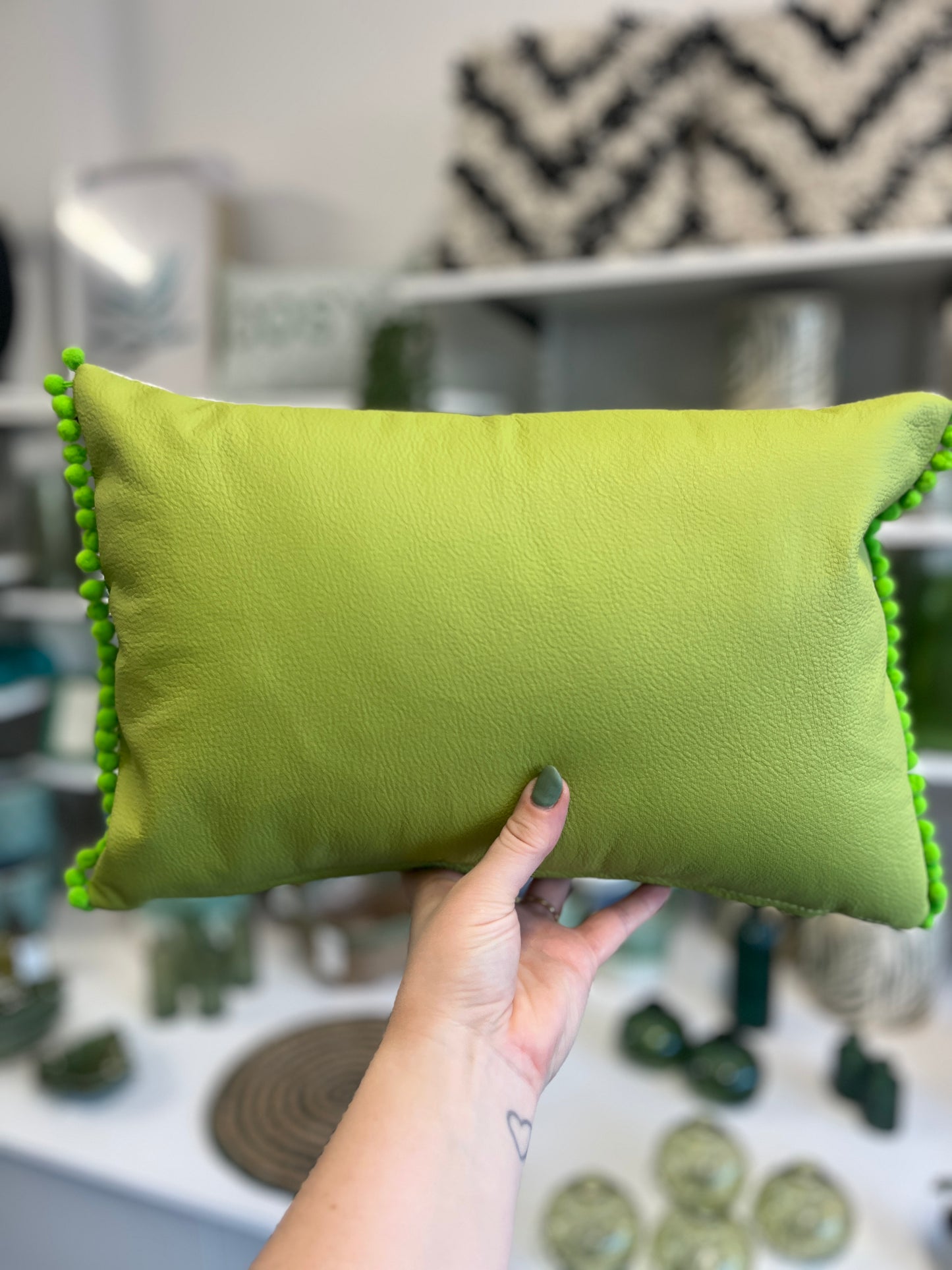 Light Green Leather Wild Cushion.