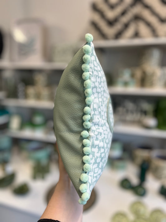 Sage Leather Cosy Cushion.