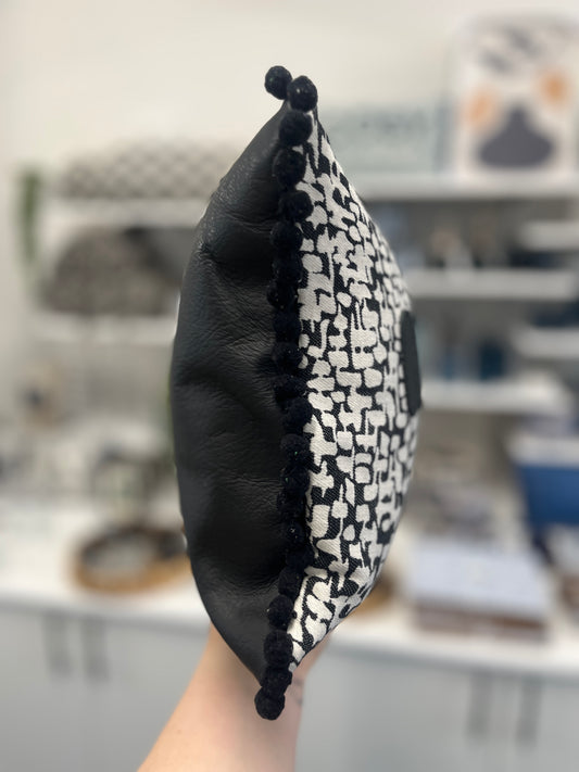 Black Leather Happy Cushion.