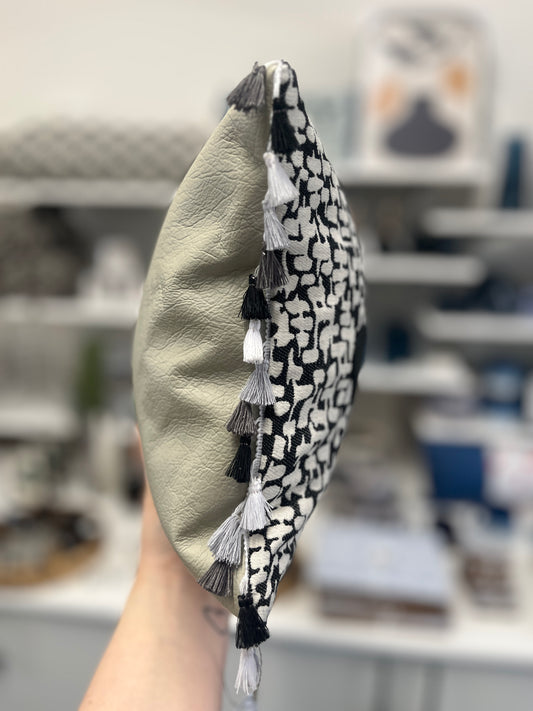 Grey Leather Joy Cushion.