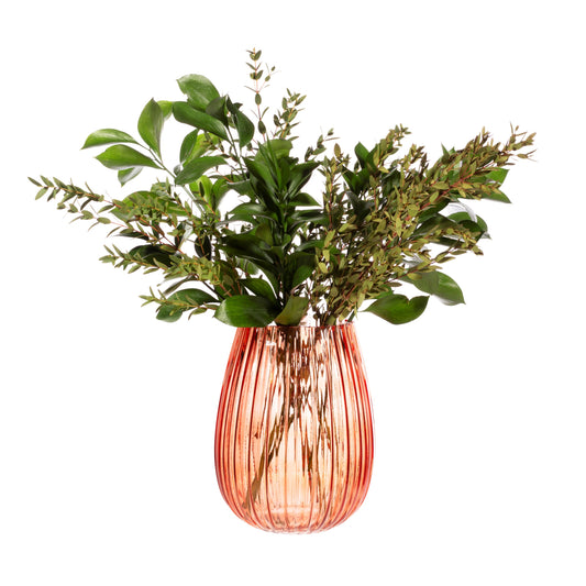 Fluted Glass Amber Vase