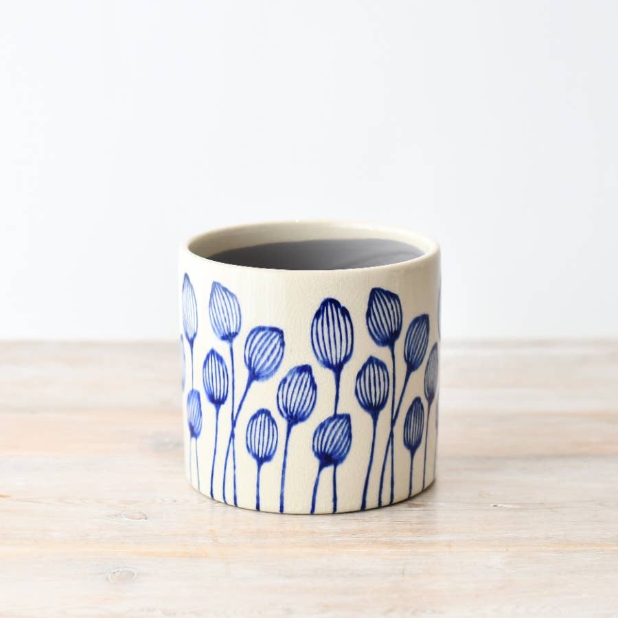 Stoneware Blue Leaf Medium Planter