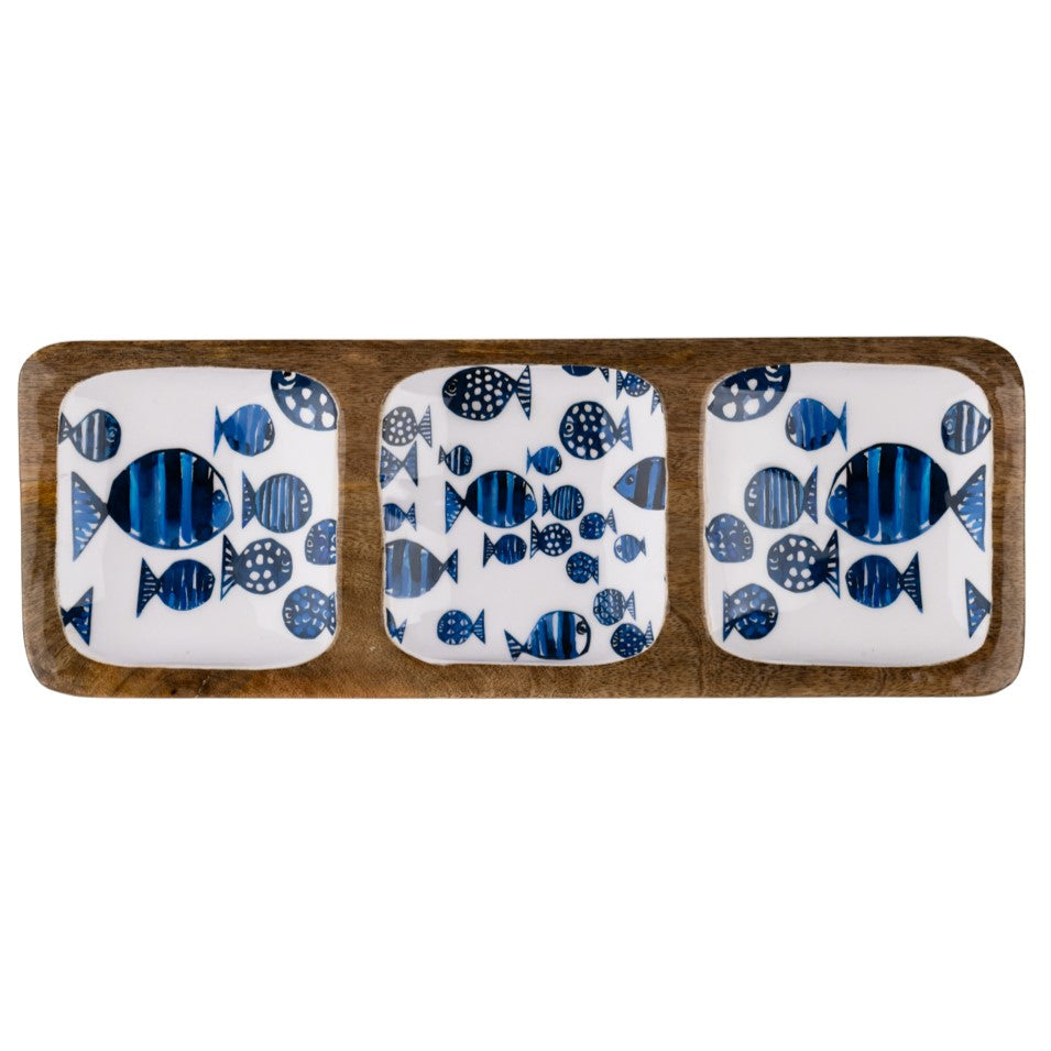 Barrier Reef Mango Wood Three Square Tray