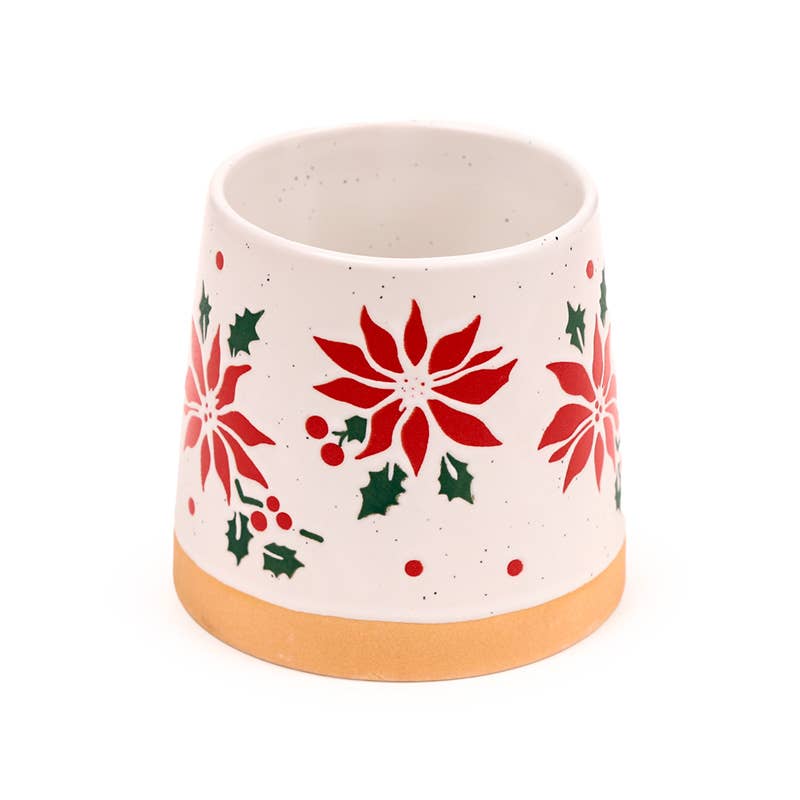 Poinsettia Tapered Stoneware Mug