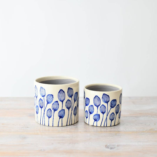 Stoneware Blue Leaf Medium Planter