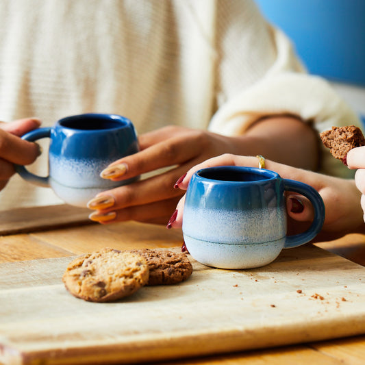 Blue Mojave Glaze Espresso Cups. Set Of Two.
