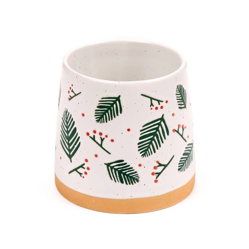 Pine Sprigs & Berries Tapered Stoneware Mug