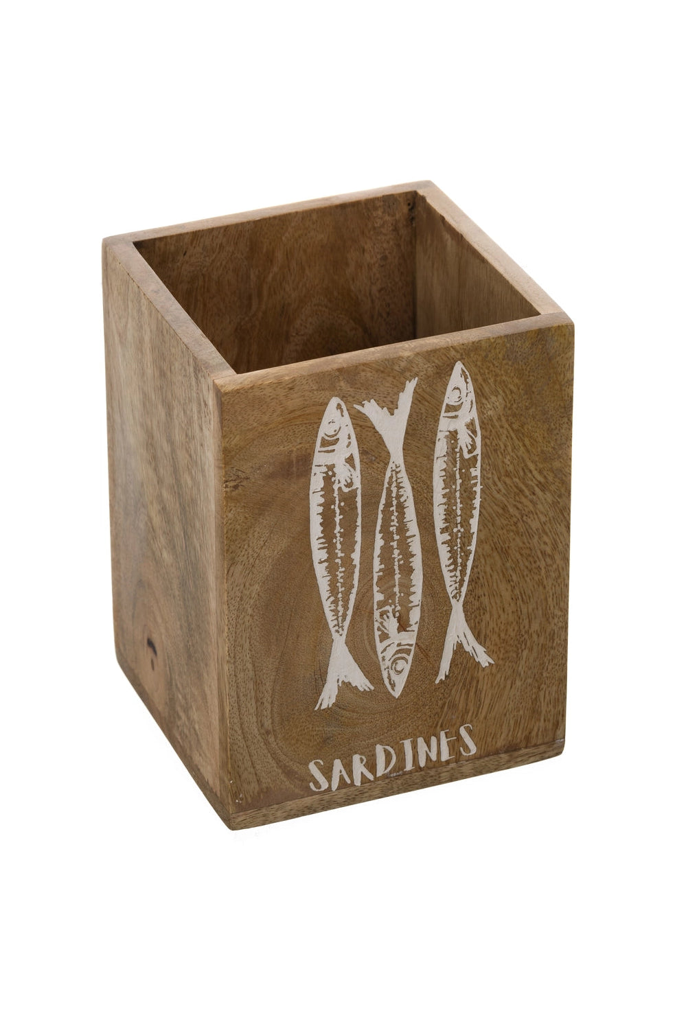 Etched Sardine Mango Wood Caddy