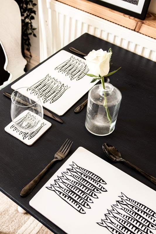 White Sardine Placemats