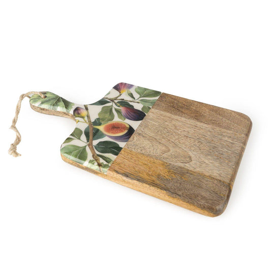 Handcrafted Fig Patterned Serving Paddle Board Mango Wood