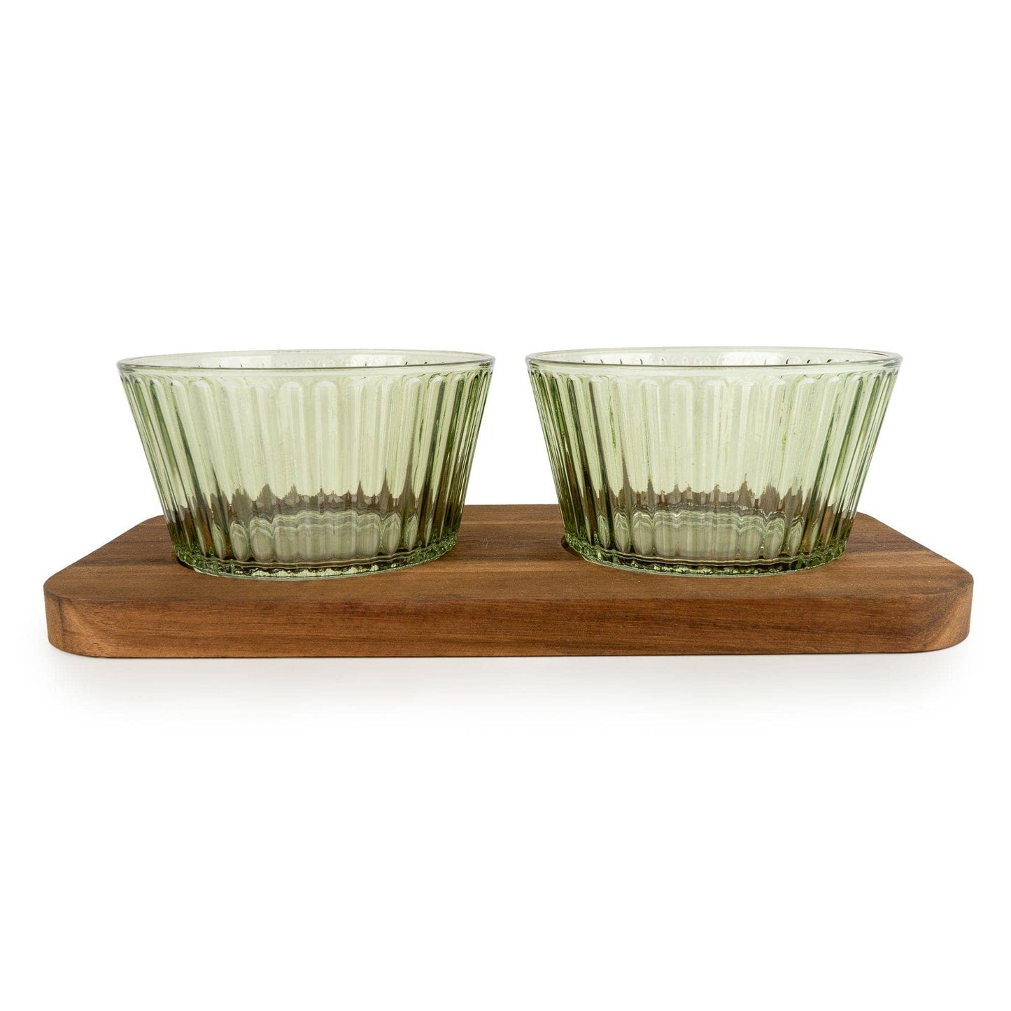 Round Glass Dishes on Mango Wood Tray