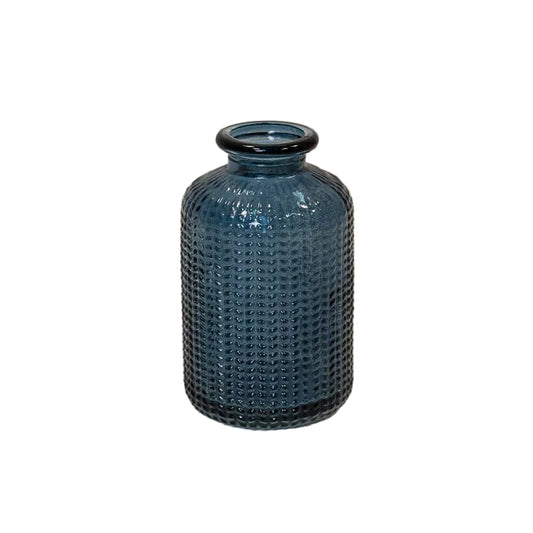 Blue Dimpled Glass Bottle