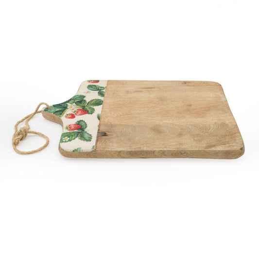 Handcrafted Strawberry Patterned Mango Wood Chopping Board