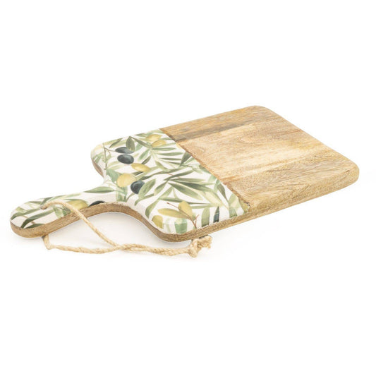Handcrafted Olive Patterned Serving Paddle Board Mango Wood