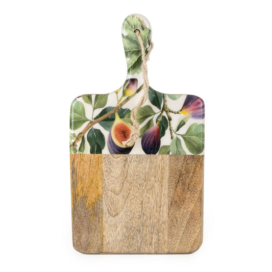 Handcrafted Fig Patterned Serving Paddle Board Mango Wood
