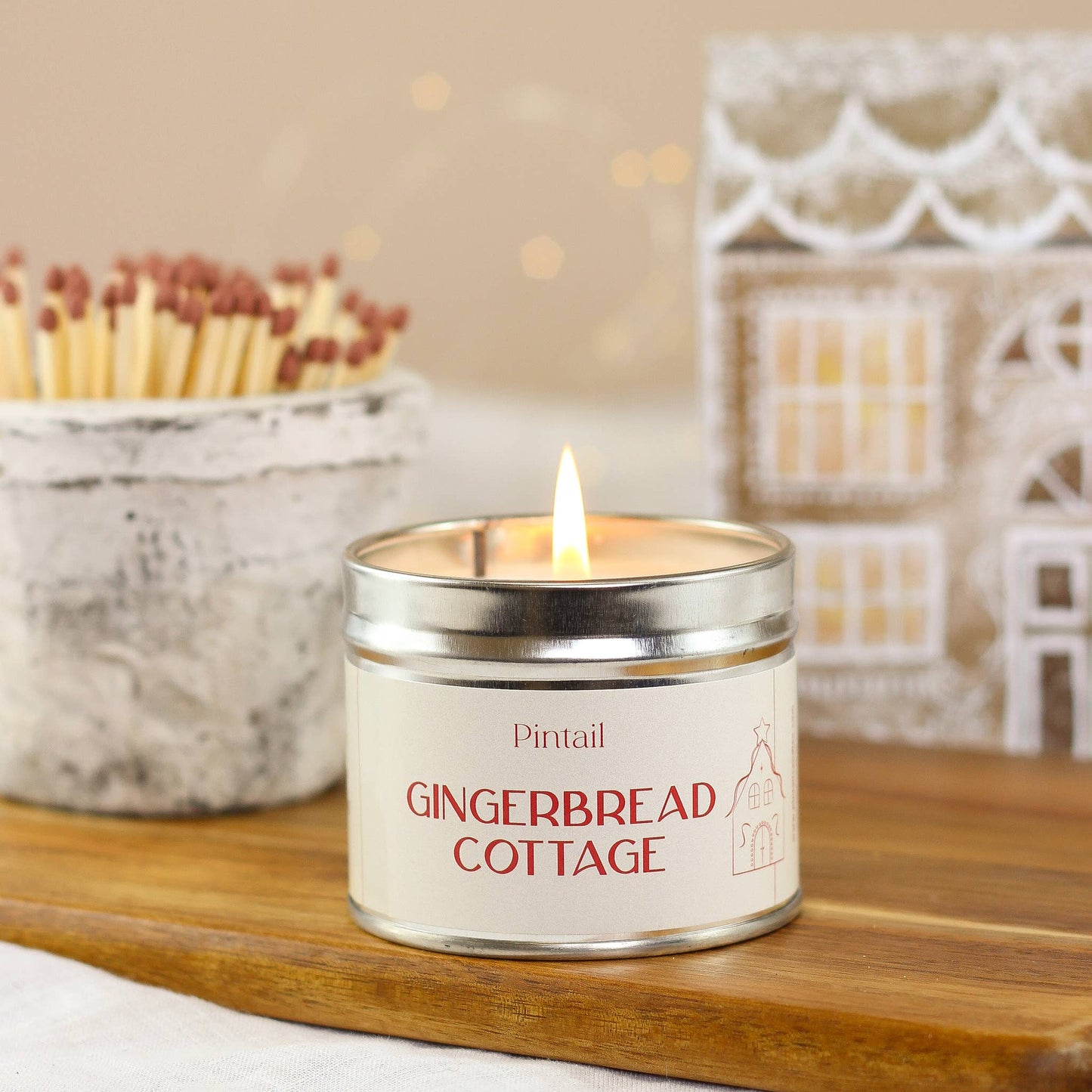 Gingerbread Cottage Medium Tin Candle