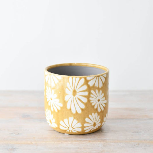 Stoneware Flower Medium Planter