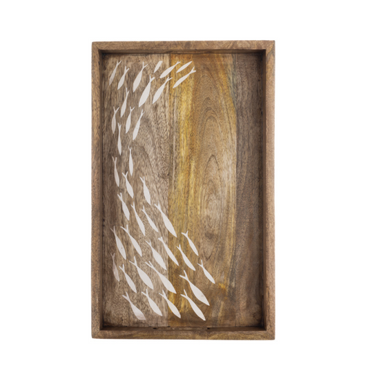 Etched Shoal Mango Wood medium Tray