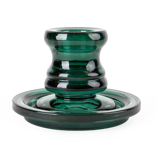 Green Glass Candlestick.