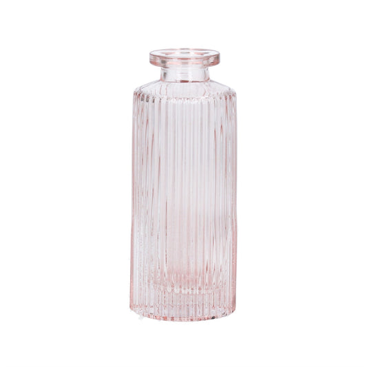 Pink Ribbed Glass Vase
