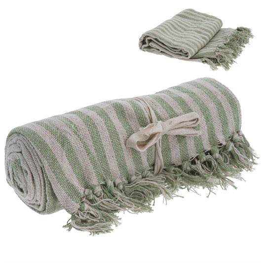 Green Woven Stripe Throw