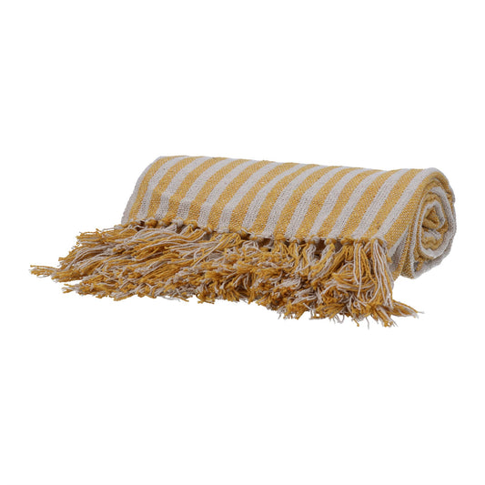 Mustard Woven Stripe Throw