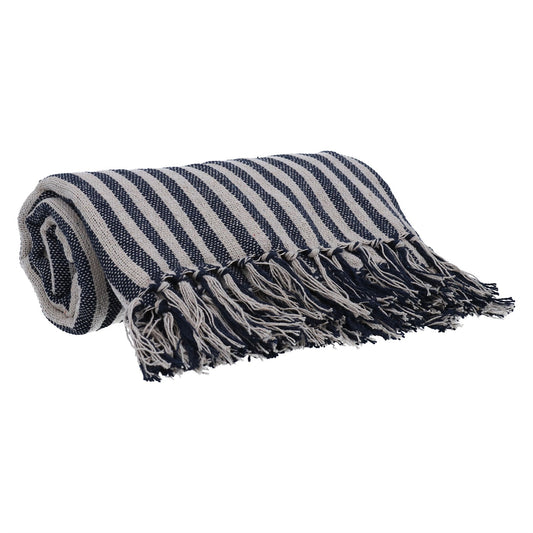Navy Woven Stripe Throw