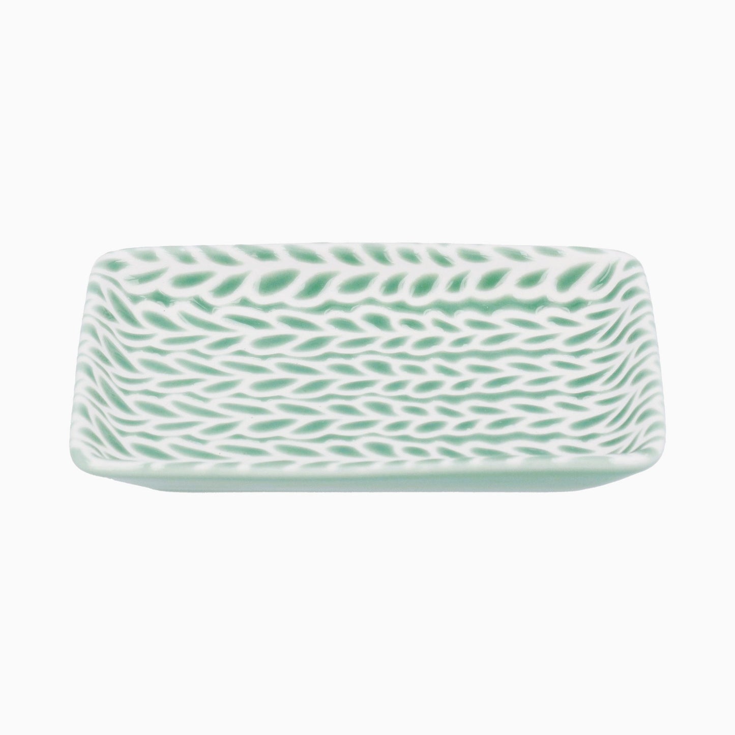 Light Green And White Leaves Trinket Dish
