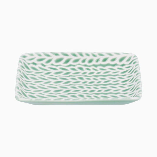 Light Green And White Leaves Trinket Dish