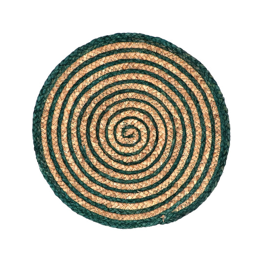 Green Round and Natural Spiral Seagrass Placemat