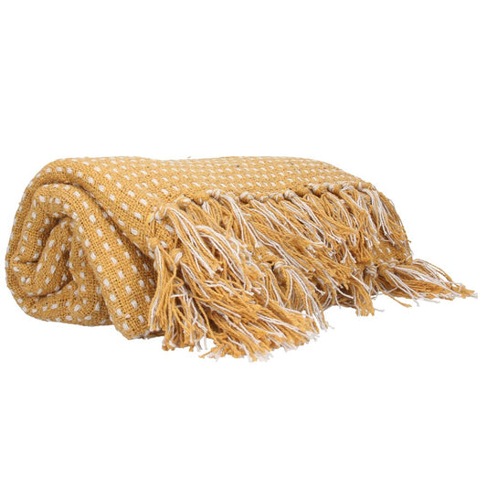 Mustard Stab Stitch Throw