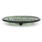 Green ribbed soap glass dish