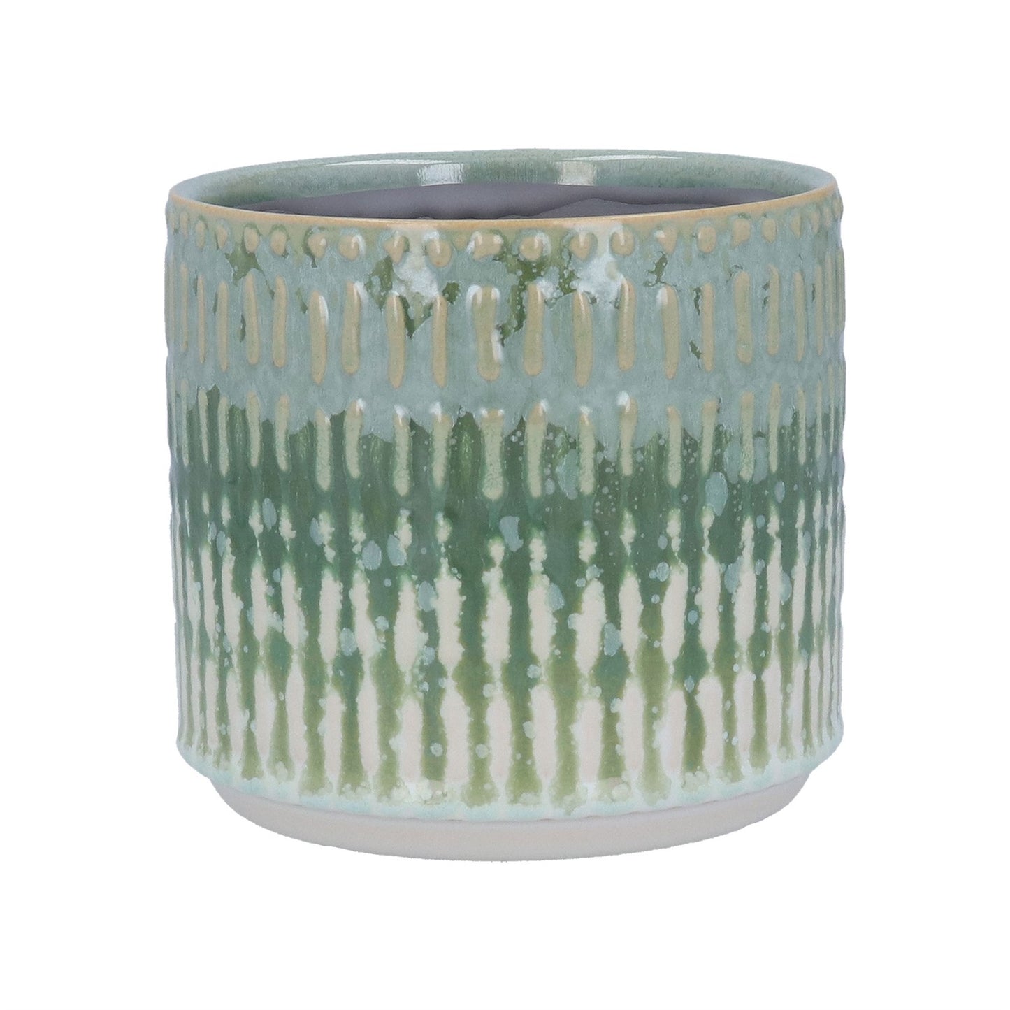 Green Reactive Glaze Stoneware Medium Planter